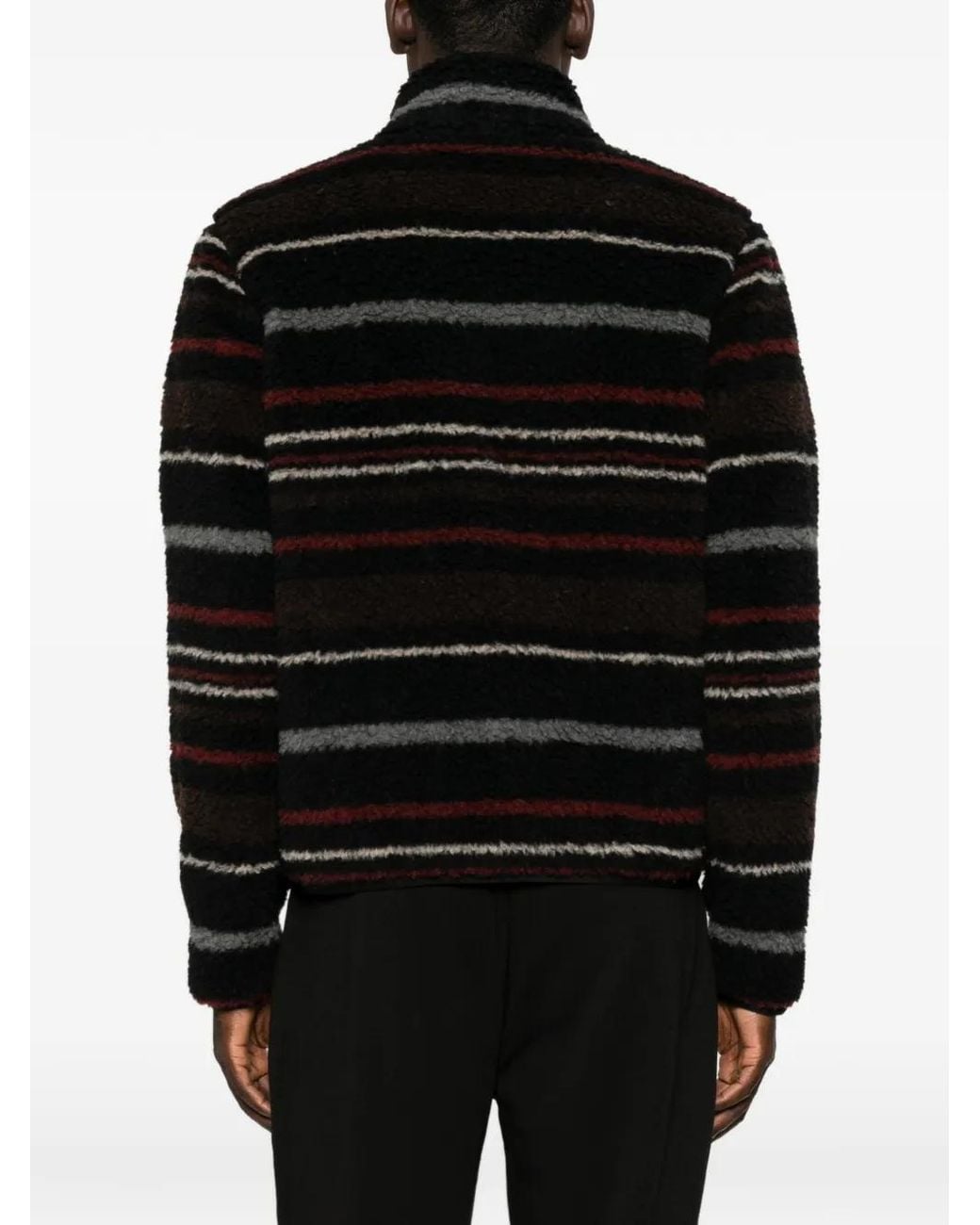 Moncler Black Cardigan Zippé À Rayures for men