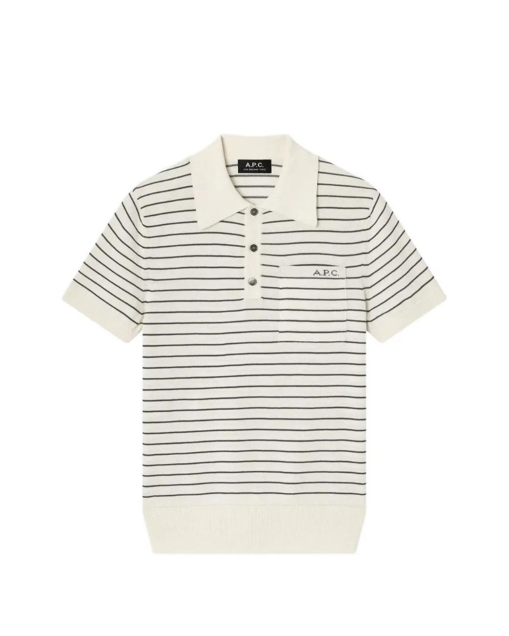 A.P.C. Getailleerd Gestreept Poloshirt in het White