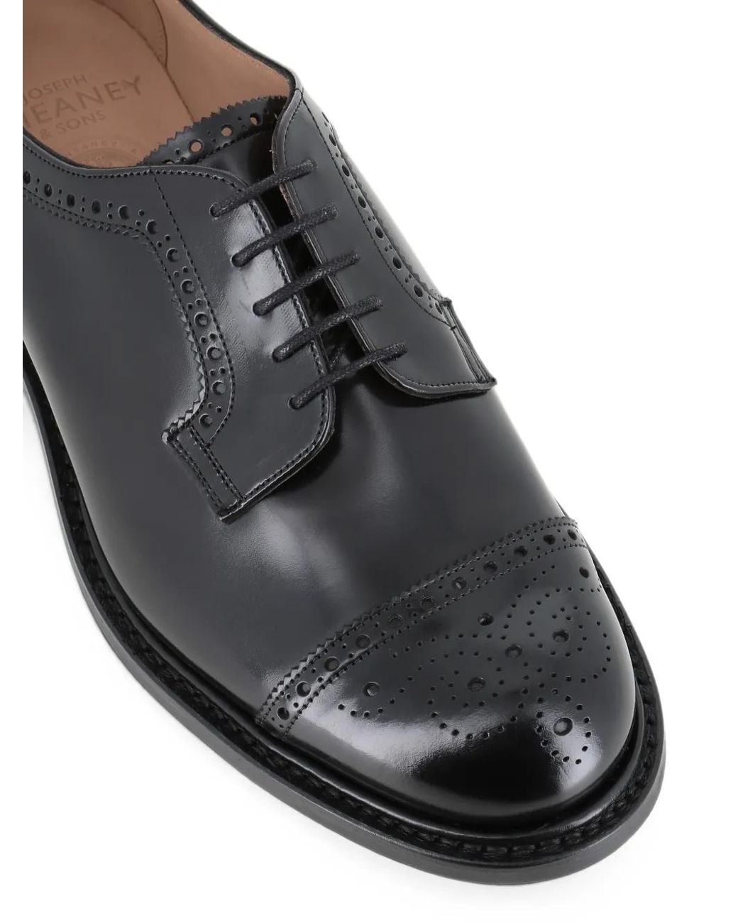Cheaney Gray Brogue-Detail Derby Shoes for men