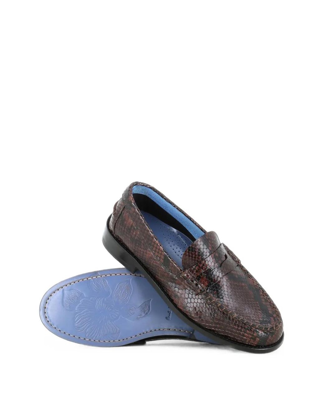 Paul Smith Gray Snake-Effect 'Laida' Penny Loafers