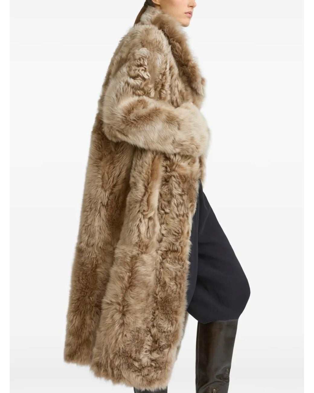 Yves Salomon Natural Reversible Shearling Coat