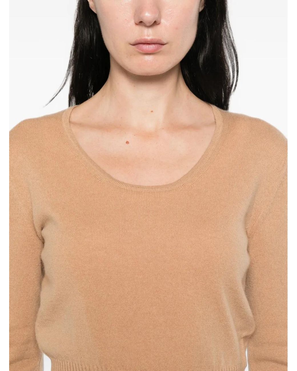 Max Mara White Gerippter Strickpullover