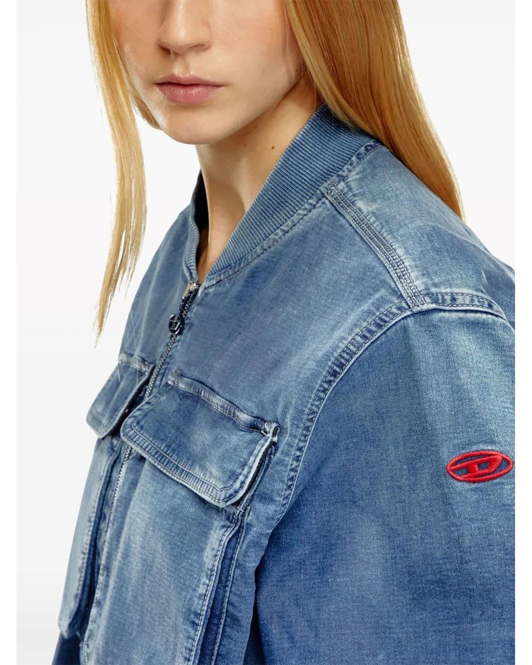 DIESEL Blue De-Khlo-S Track Denim Bomber Jacket