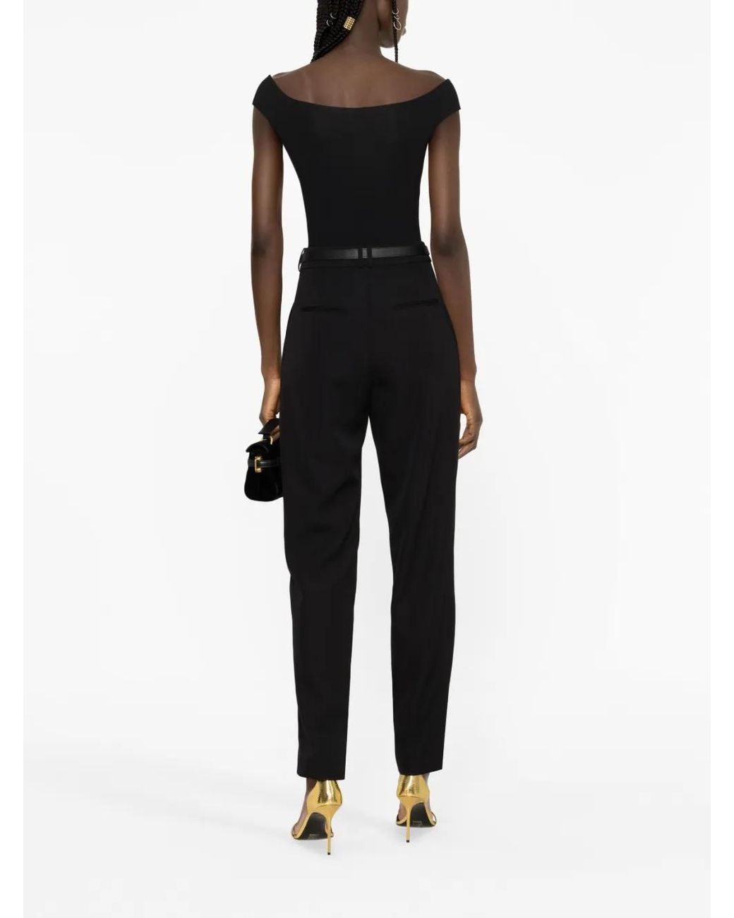 Balmain Black Split-Hem Virgin Wool Tapered Trousers