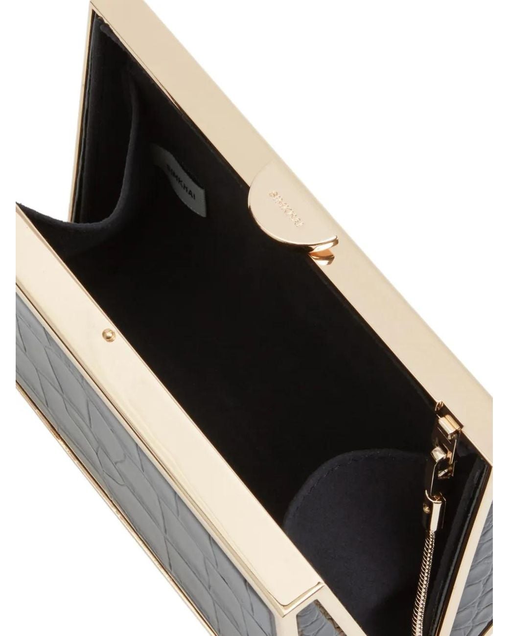 Jonathan Simkhai White Maddox Croc-Embossed Leather Clutch Bag