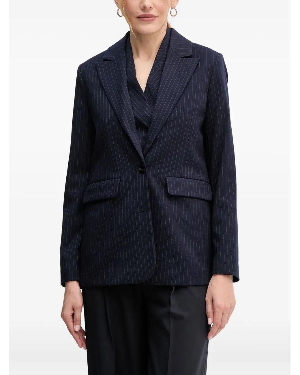 Benetton Blue Pinstripe Pocket Blazer