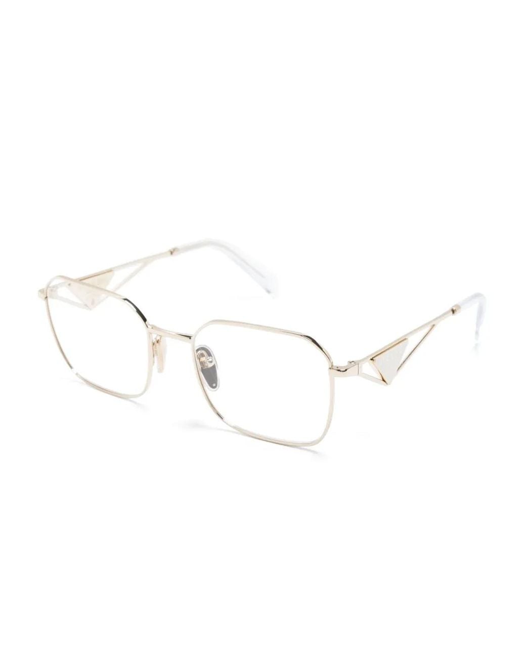 Prada Natural Triangle-Logo Square-Frame Glasses