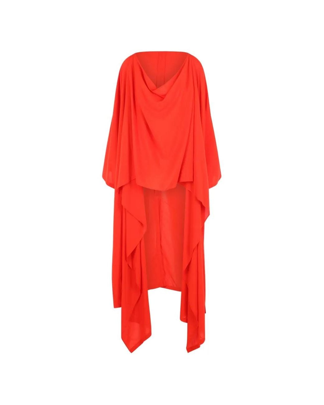 Yohji Yamamoto Red Draped Asymmetric Cape