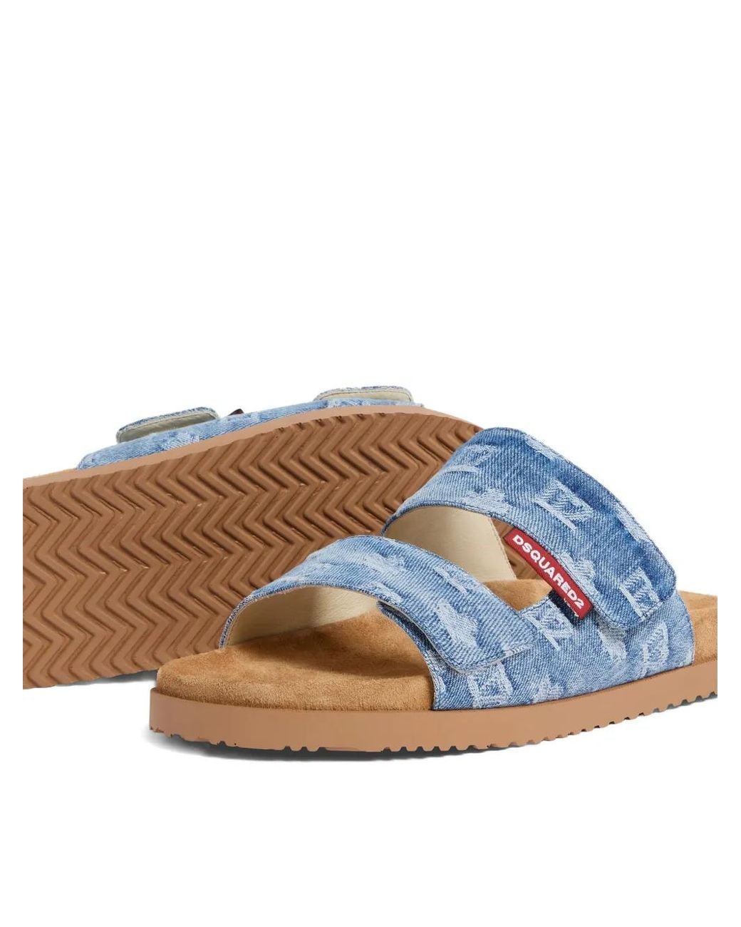 DSquared² Blue Monogram-Pattern Strap Sandals for men