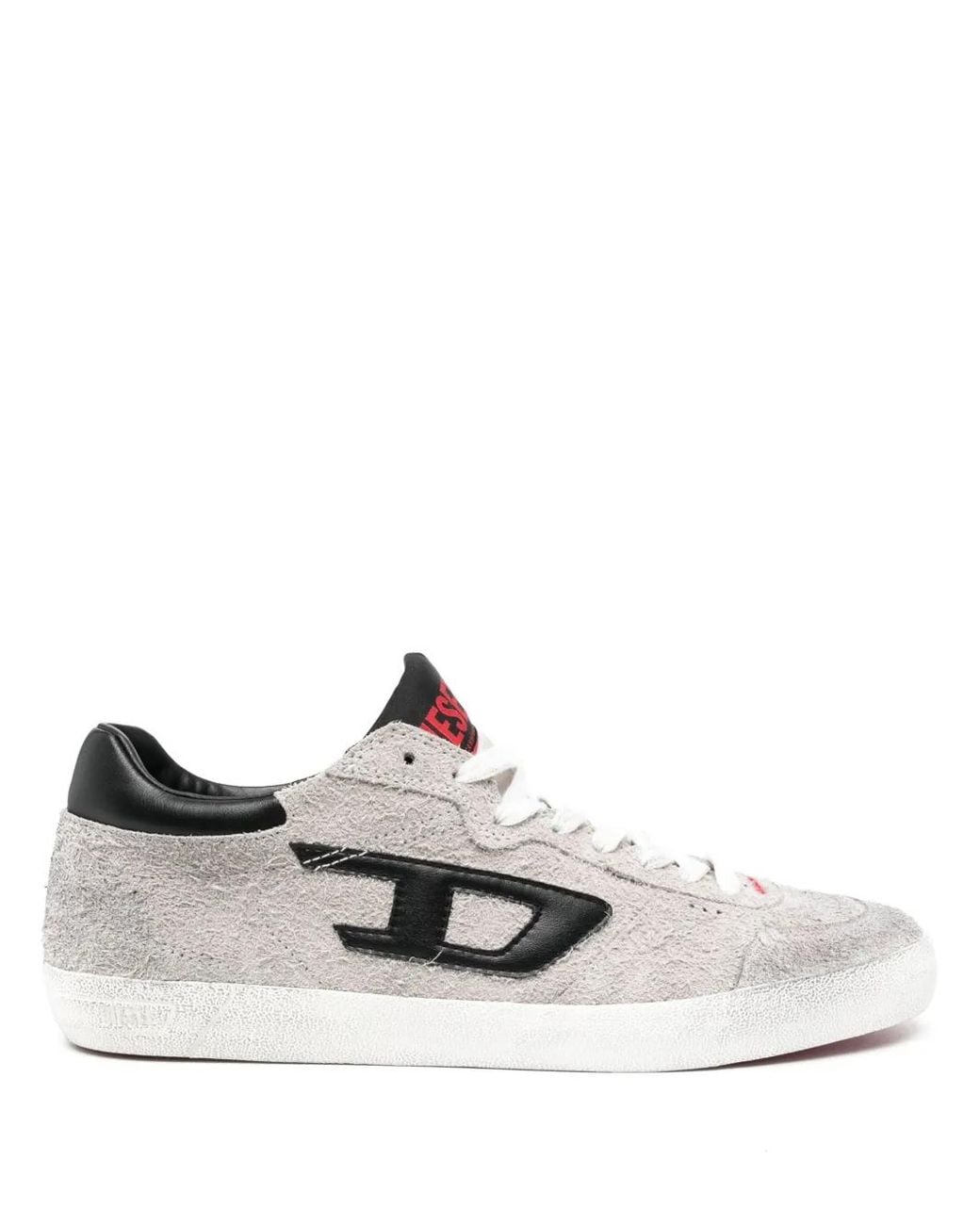 DIESEL White S-Leroji-Distressed Sneakers for men