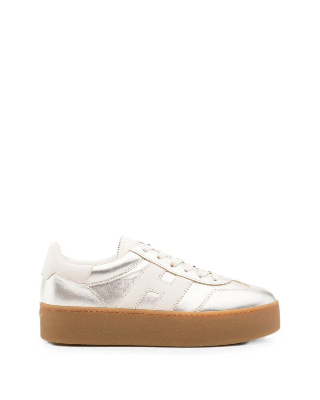 Hogan White H698 Metallic-Effect Sneakers