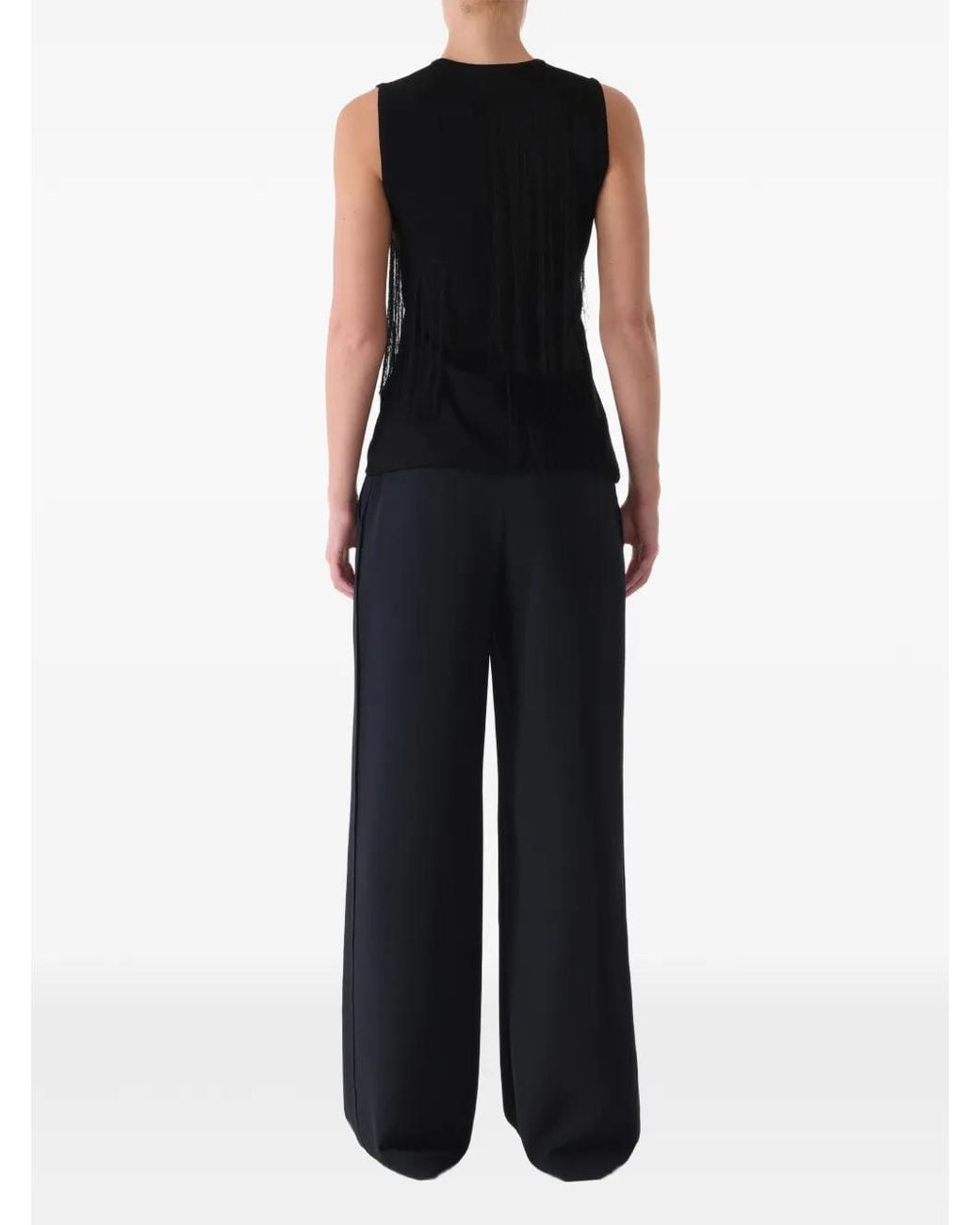 Jason Wu Black Fringe-Trimmed Tank Top