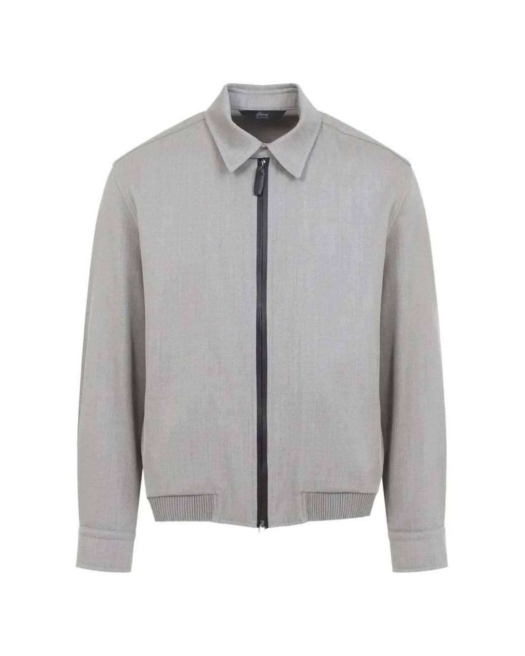 Brioni Gray Wool Zip-Up Jacket for men