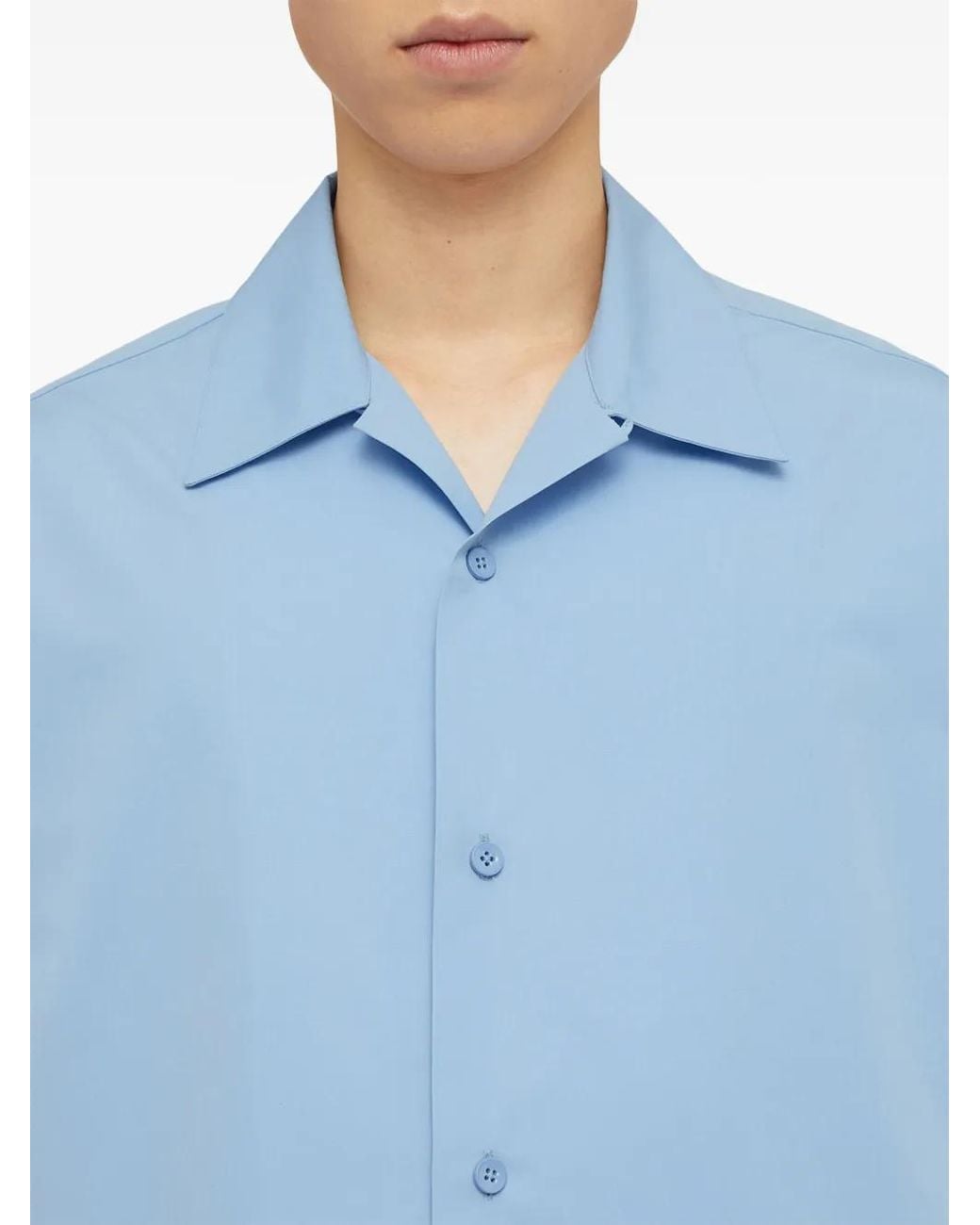 Jil Sander Blue Cotton Poplin Shirt for men