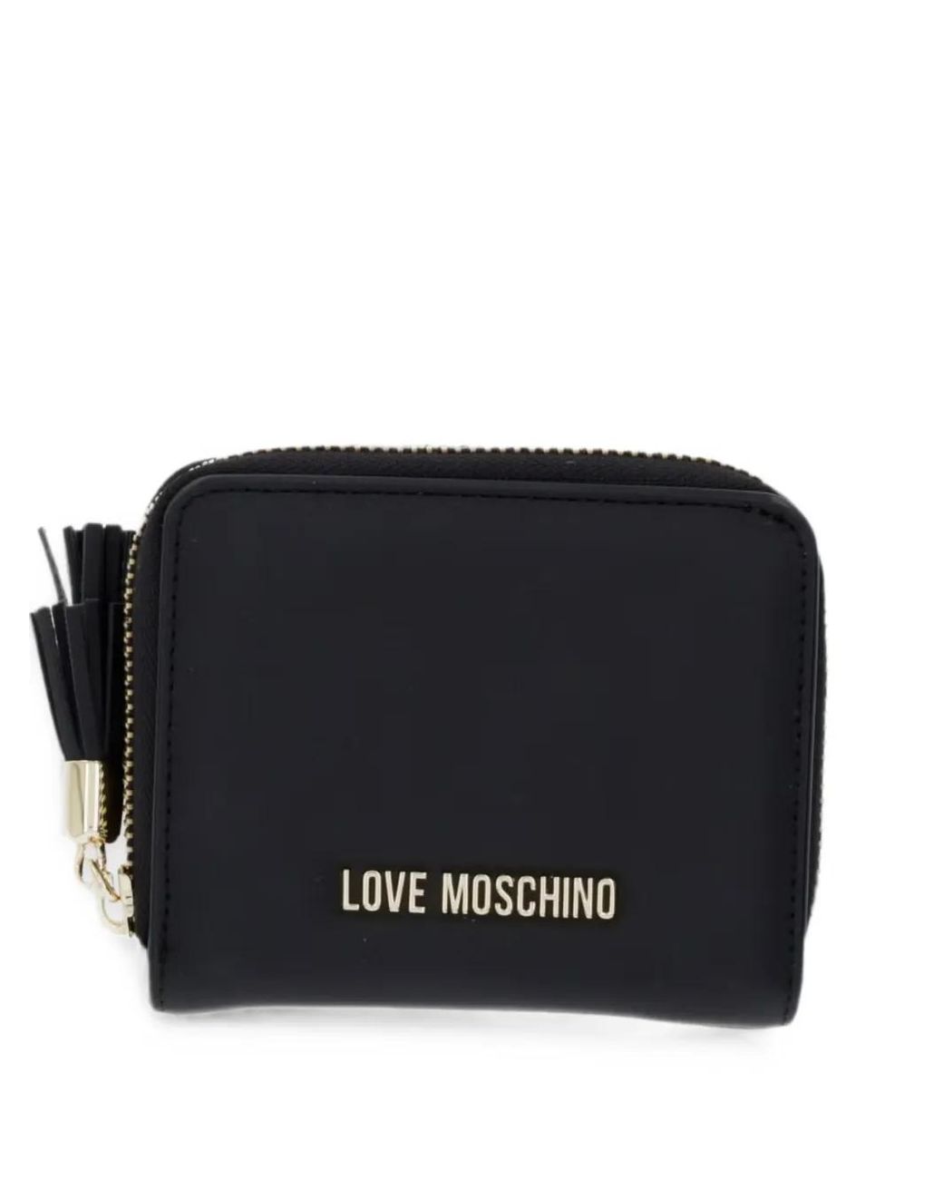 Love Moschino Black Logo-Plaque Zip Wallet