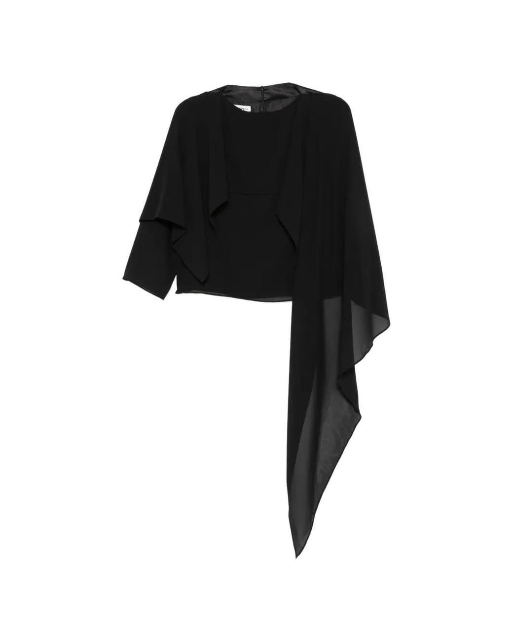MM6 by Maison Margiela Black Asymmetric Draped-Panel Blouse