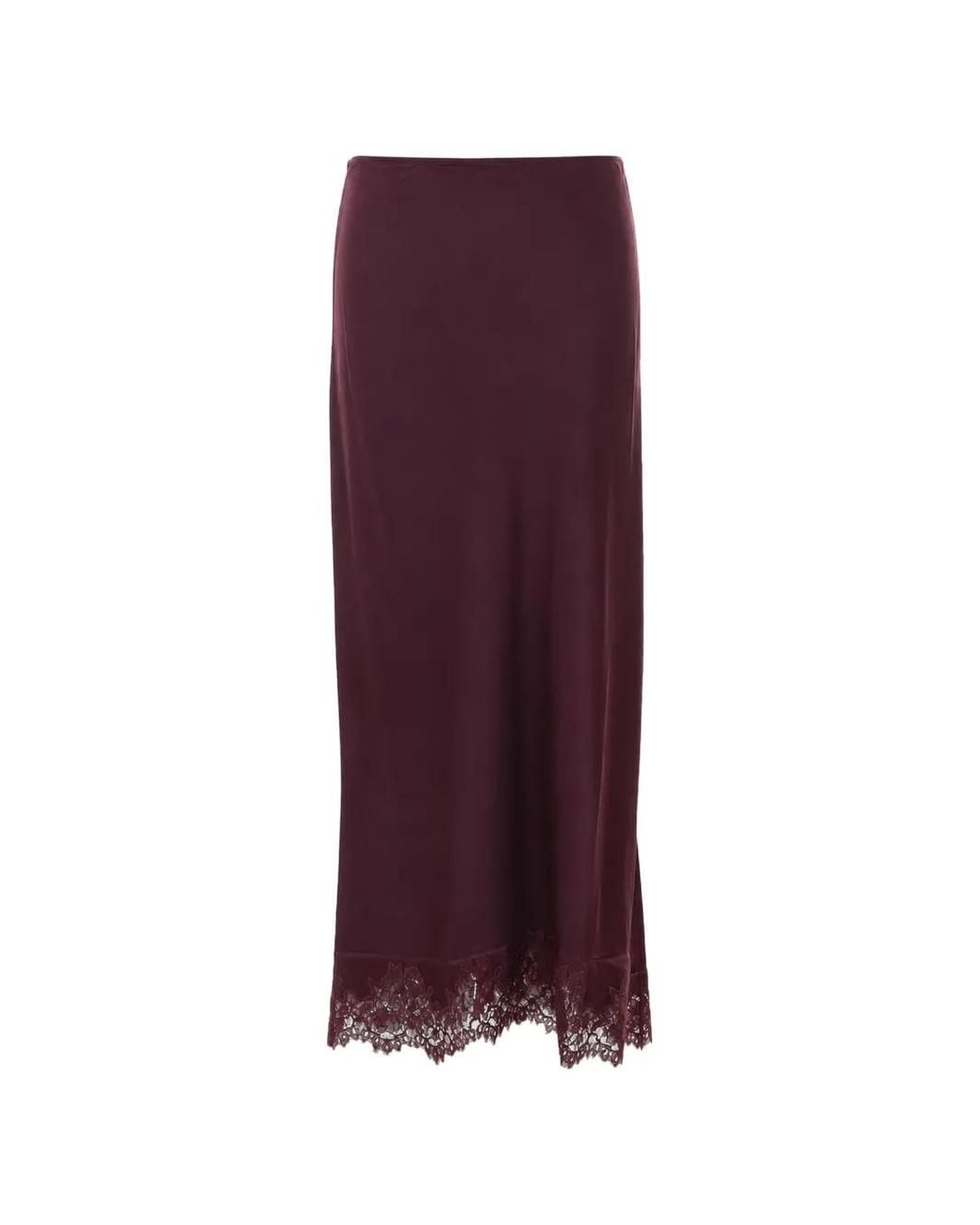 Rixo Purple Matilde Lace-Trim Midi Skirt