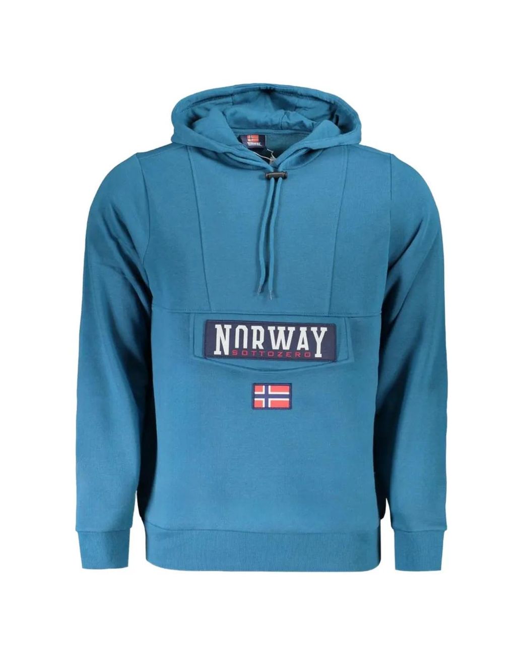 Norway 1963 Blue Logo-Patch Drawstring Hoodie for men