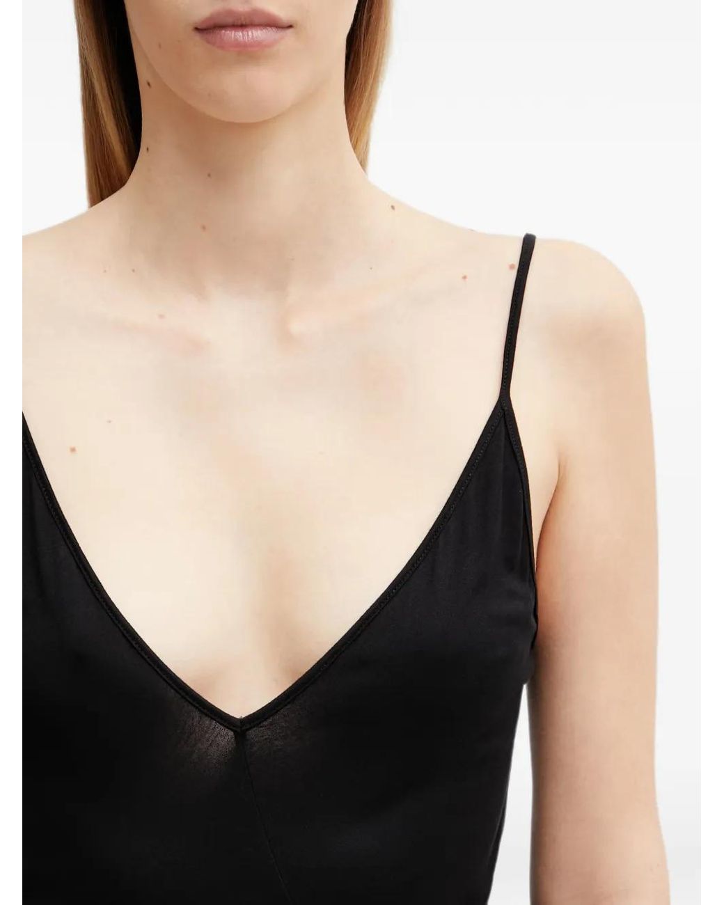 Rick Owens Black V-Neck Spaghetti-Strap Midi Dress
