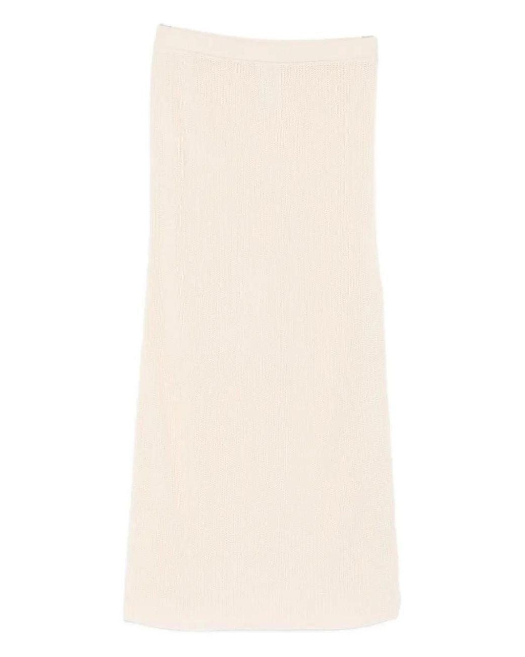 Patrizia Pepe Natural Knitted Midi Skirt