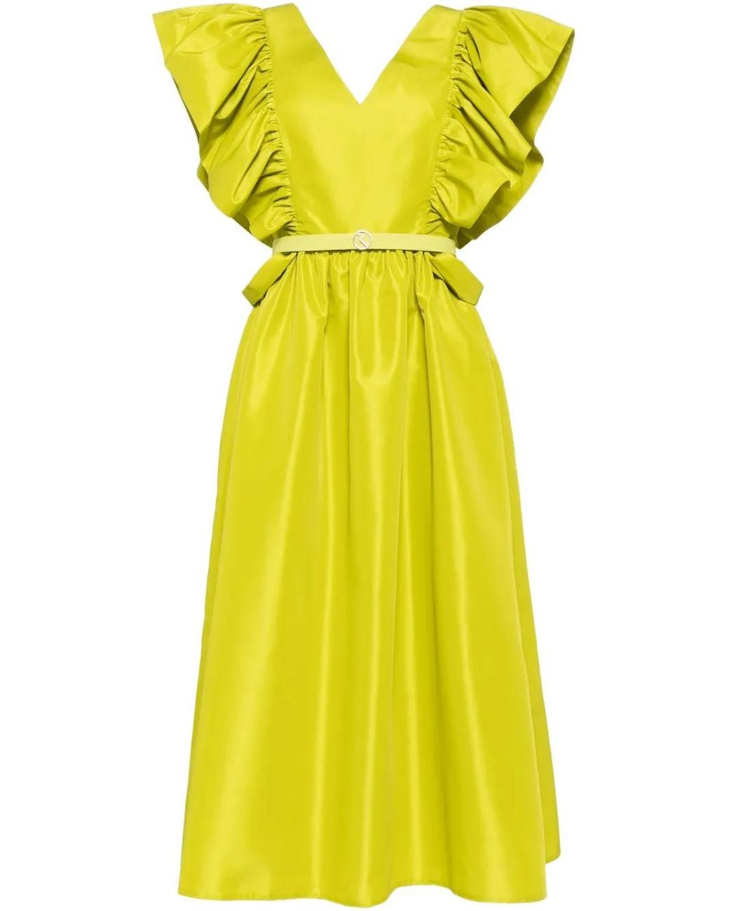 Saiid Kobeisy Yellow Ruffled Taffeta Midi Dress