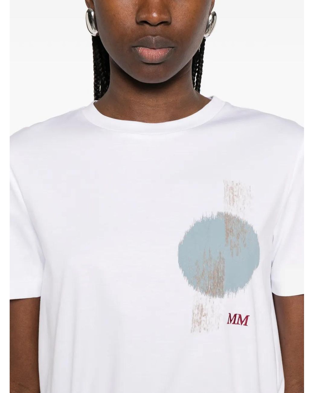 Max Mara White T-Shirt À Imprimé Graphique