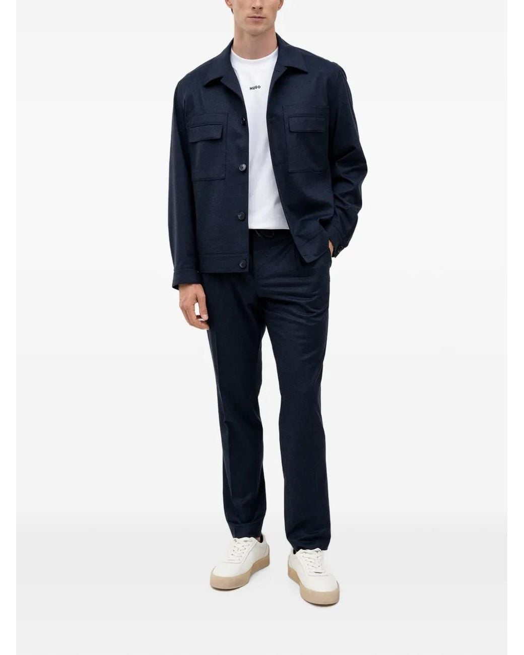 HUGO Blue Surchemise Boutonnée À Poche Plaquée for men