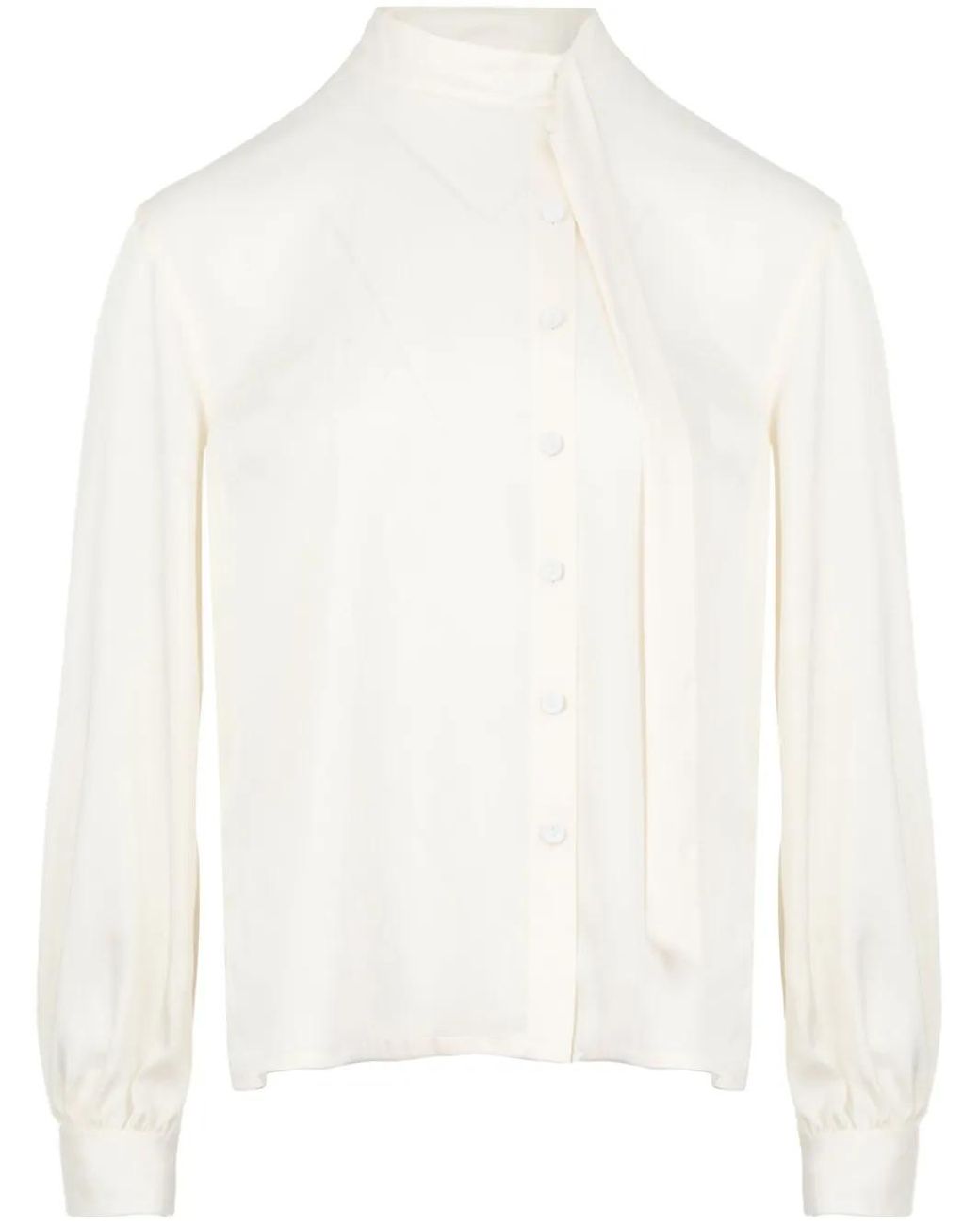 Ports 1961 White Scarf-Detail Long-Sleeve Shirt