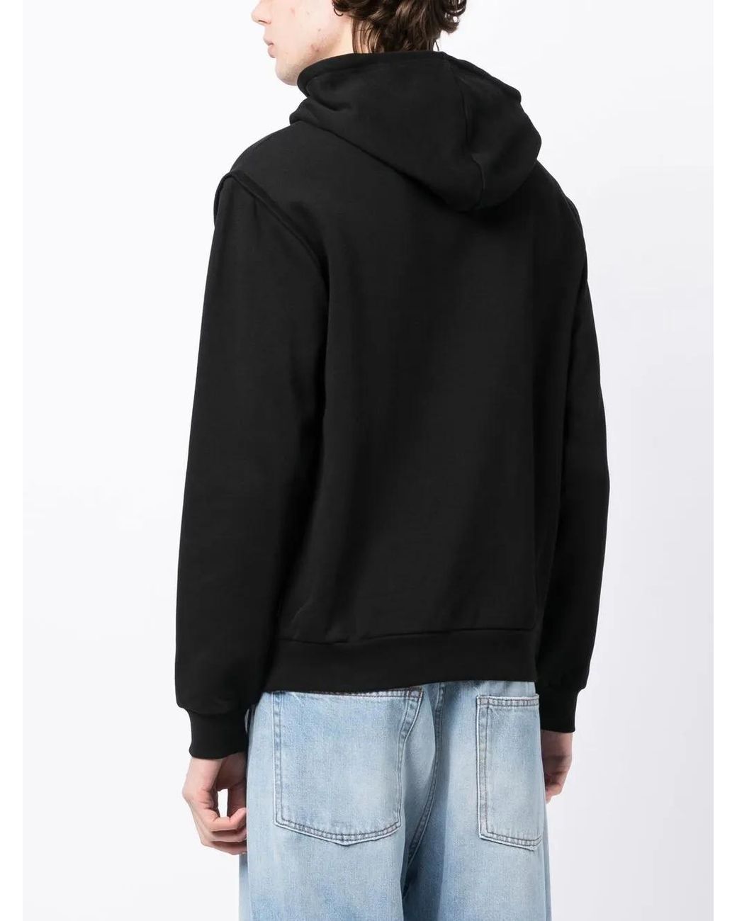 Palmier Black Logo-Print Organic Cotton Hoodie for men