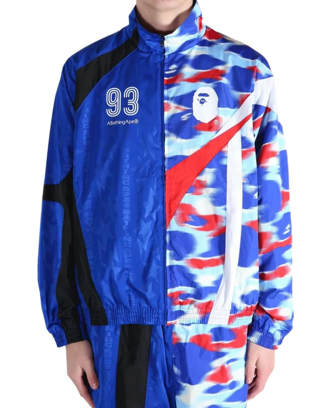 A Bathing Ape Blue Camouflage-Print Panelled Jacket for men