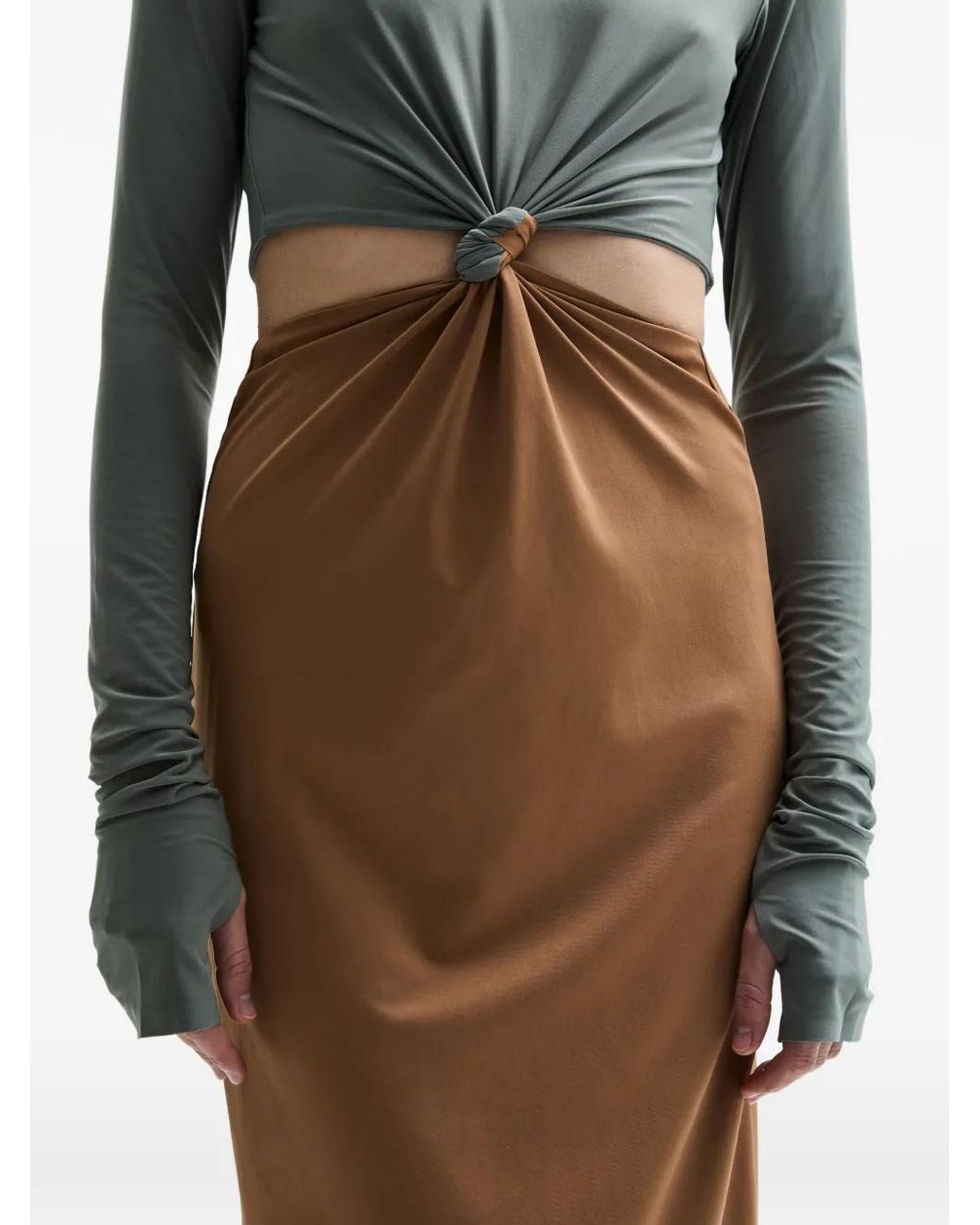 Atu Body Couture Brown Split Ring-Knot Detail Dress