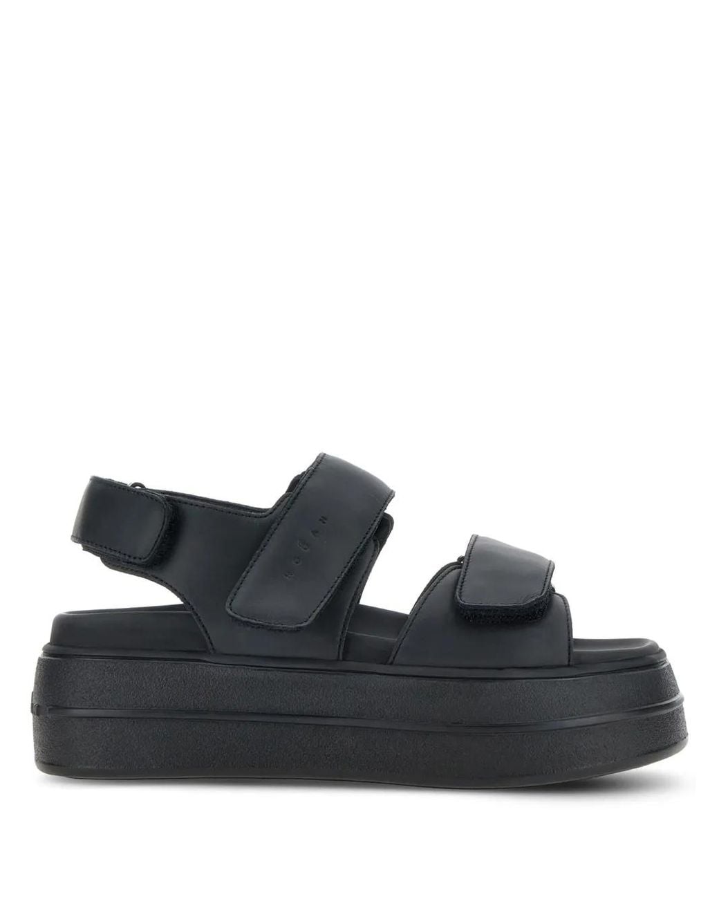 Hogan Black Leather Sandals