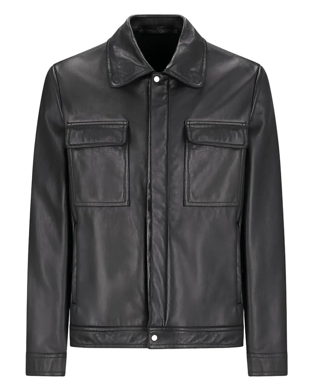 Salvatore Santoro Flap-Pocket Leather Jacket in Black for Men | Lyst