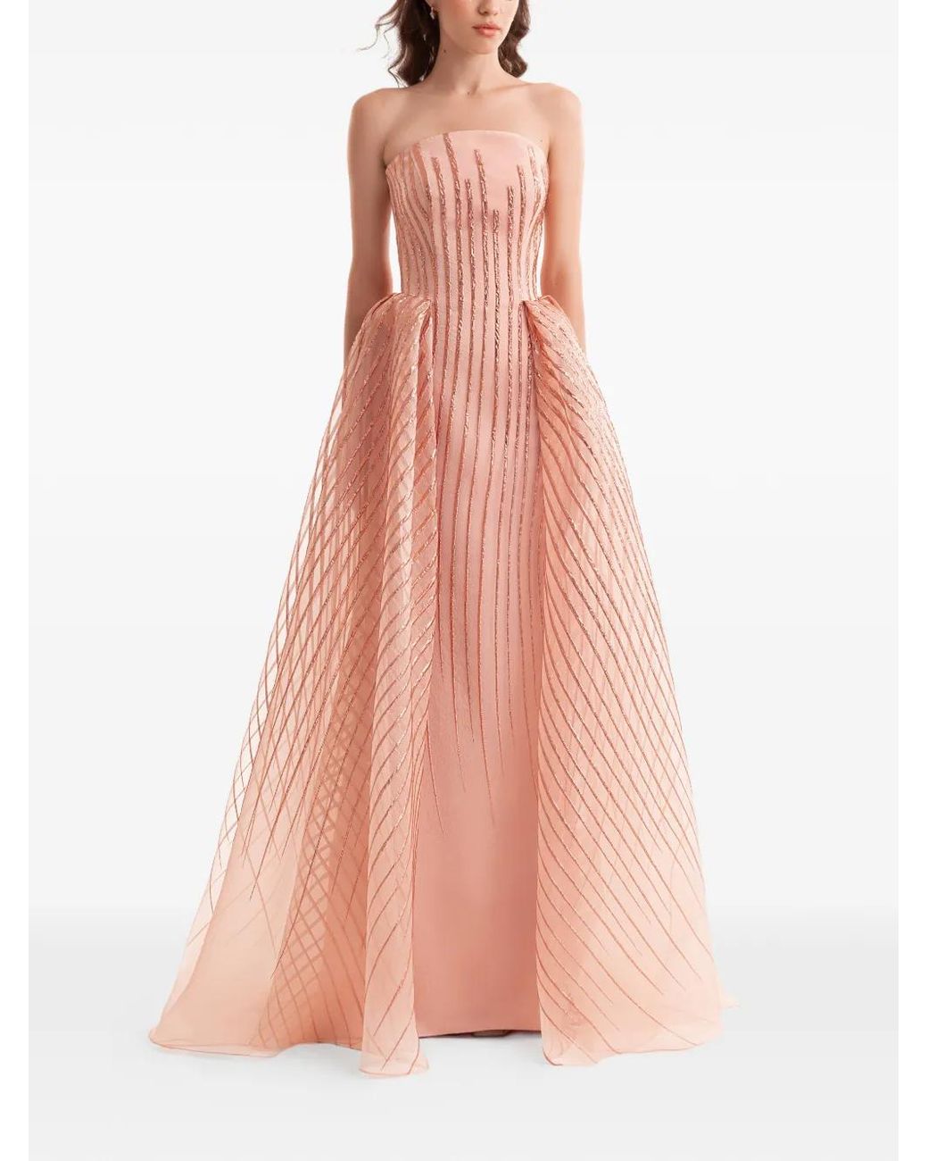 Gemy Maalouf Strapless Embellished Gown in Pink | Lyst