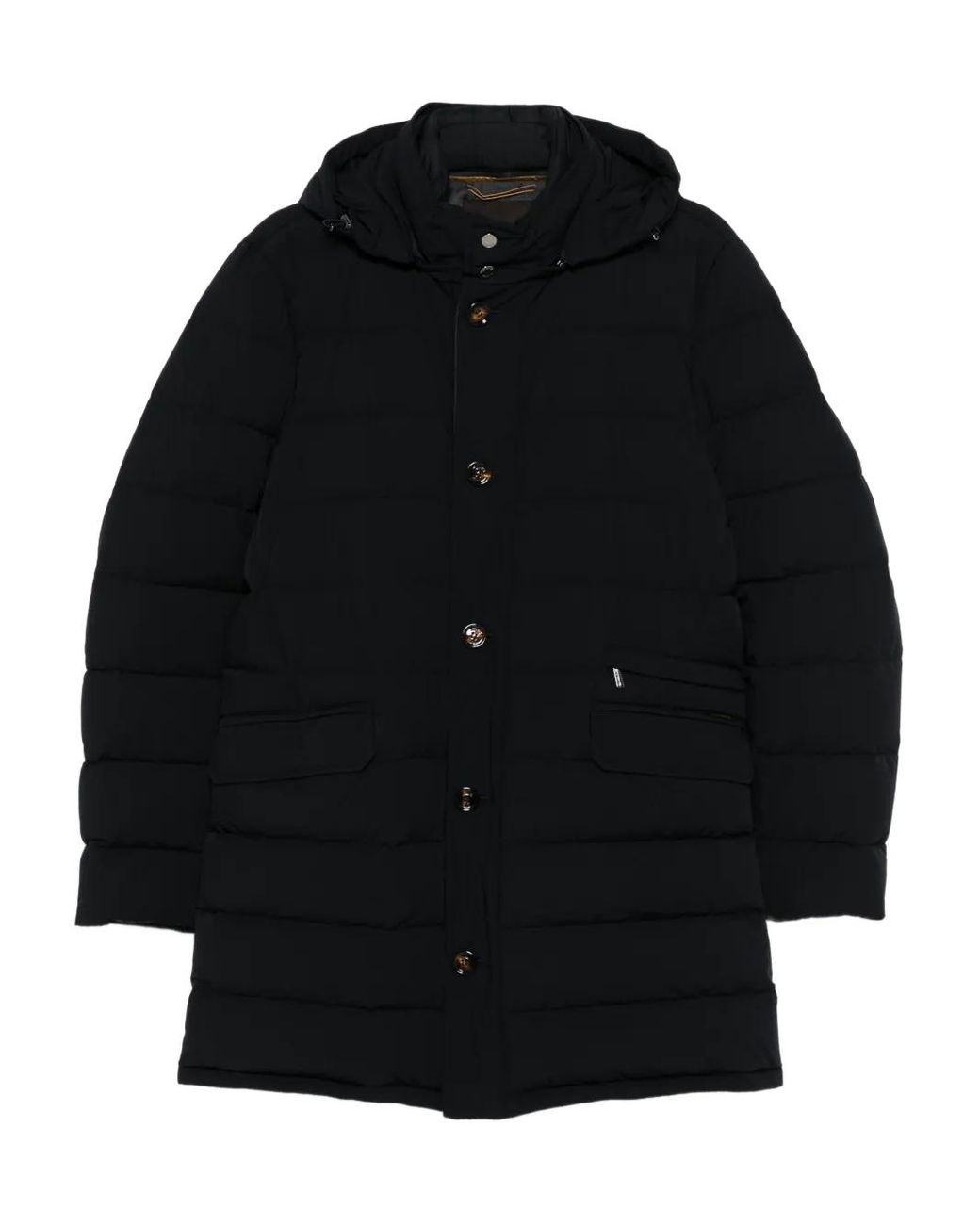 Moorer Black Hooded Quilted Coat for men