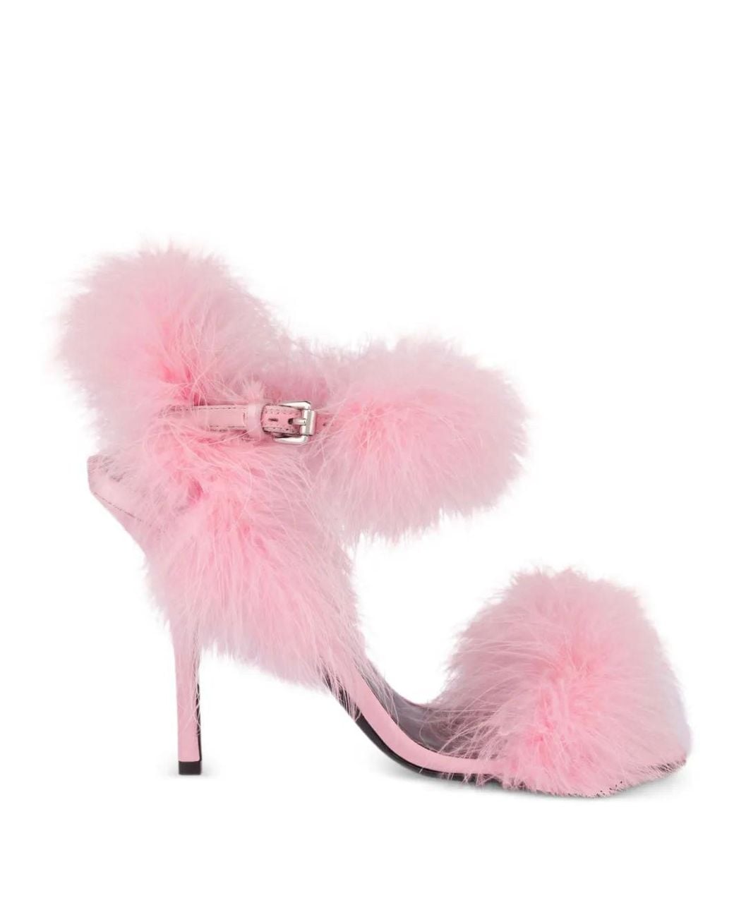 Moschino Pink Satin Sandals With Feathers