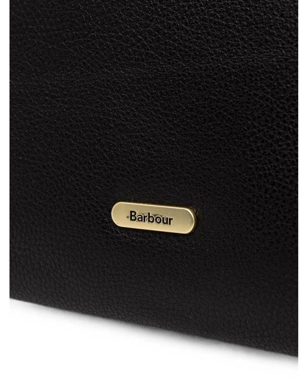 Barbour Black Large Alder Grainy-Leather Tote Bag