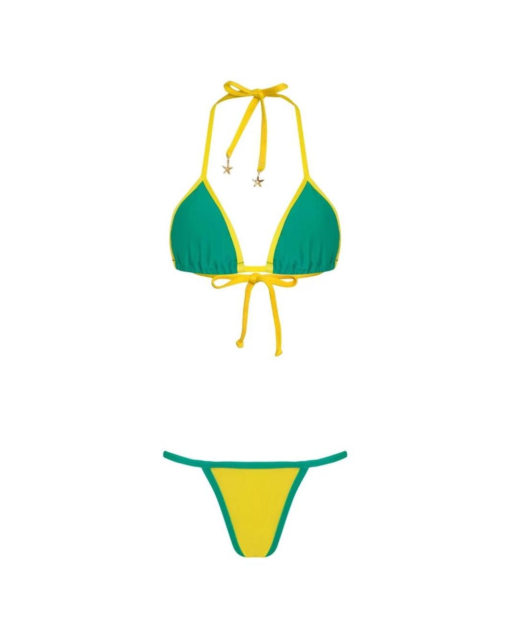 Amir Slama Green Star-Embellished Bikini