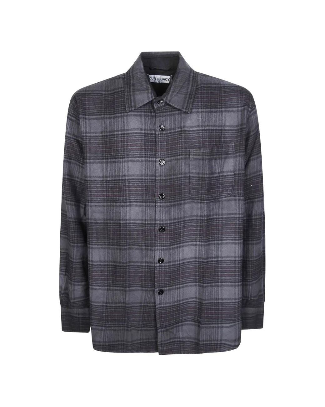 Our Legacy Gray Above Check-Pattern Shirt for men