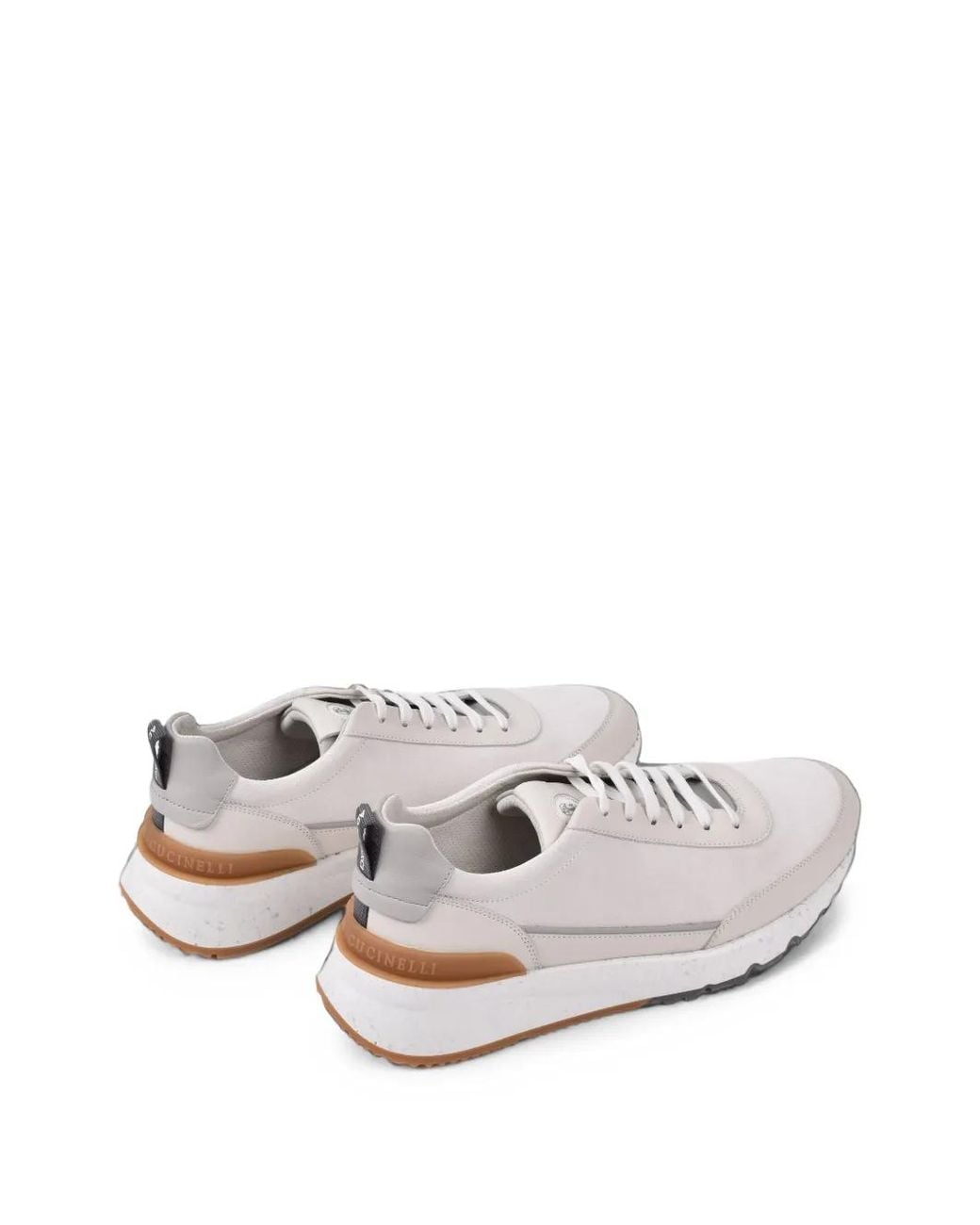 Brunello Cucinelli White Low-Top Leather Sneakers for men