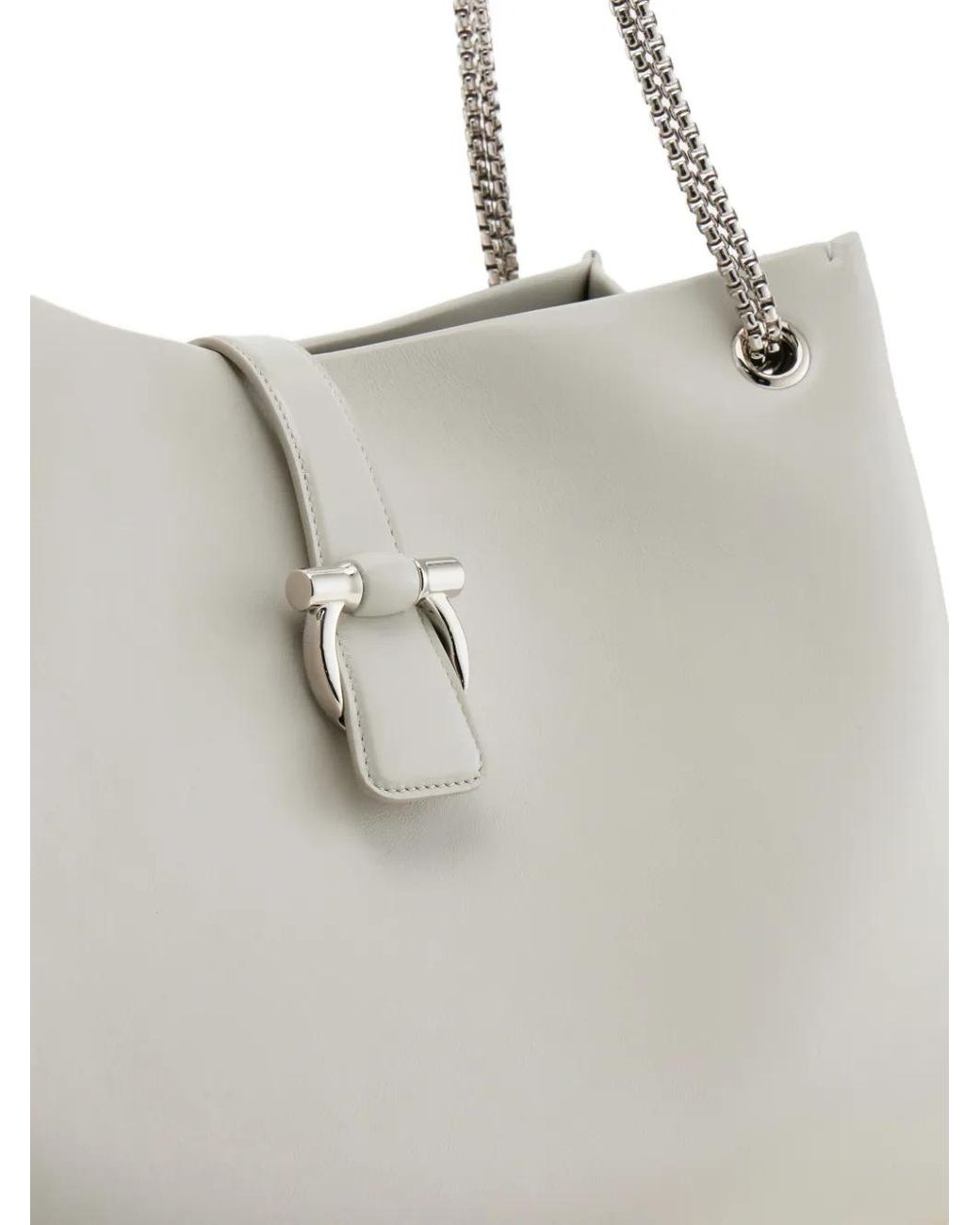 Ferragamo White Mia Tote Bag (L)