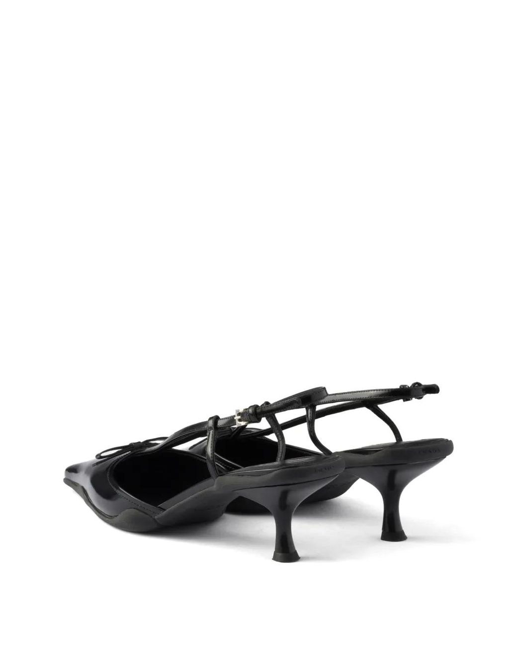 Prada Black Decollete Brushed Leather Slingback Pumps