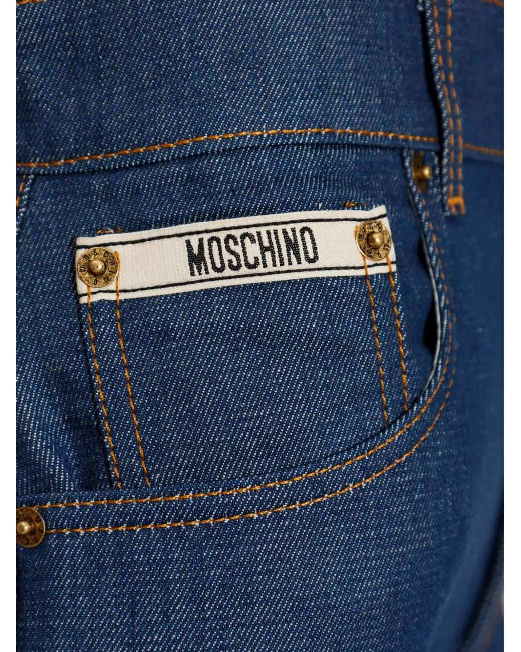 Moschino Blue Logo-Patch Tapered Jeans