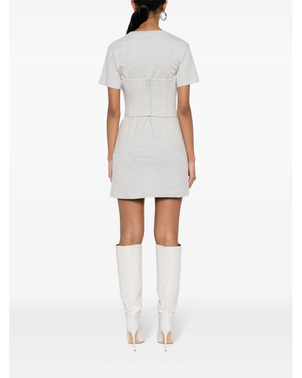 GIUSEPPE DI MORABITO White Corset-Detail Cotton Dress