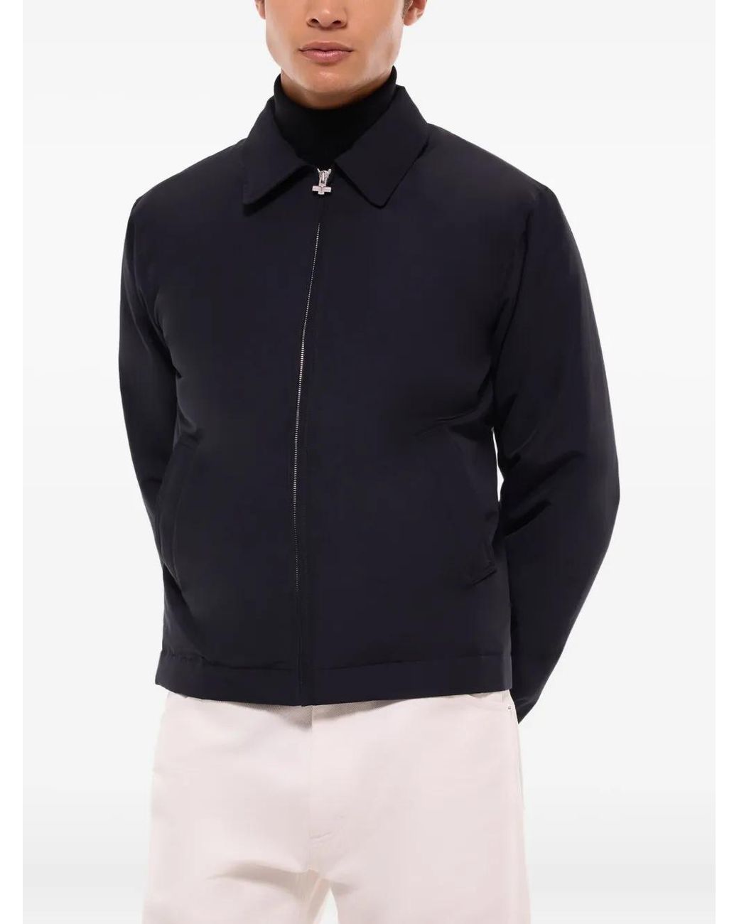 Fursac Blue Zip-Front Bomber Jacket for men