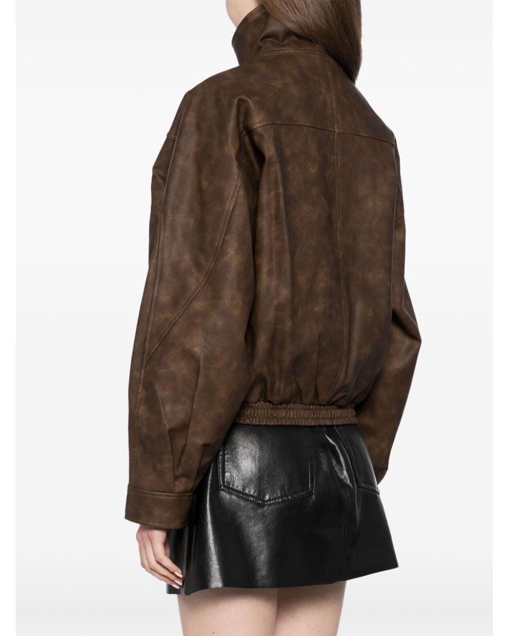 Low Classic High-Neck Zip Leather Jacket in Brown | Lyst