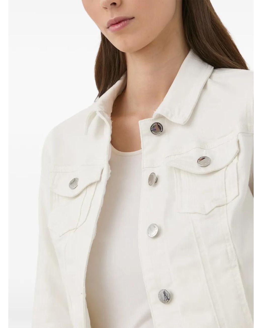 Morgan White Button-Up Denim Jacket
