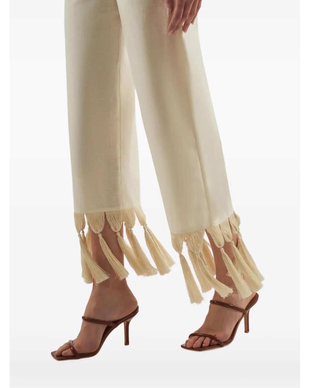 Taller Marmo White Marlino Fringed Trousers