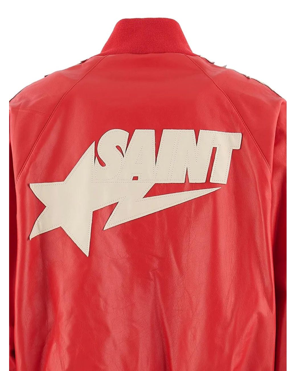 SAINT Mxxxxxx Red X Bape Logo-Patch Bomber Jacket for men
