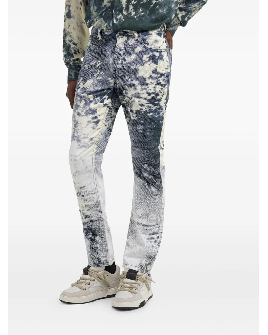 Roberto Cavalli Gray Appaloosa-Print Jeans for men